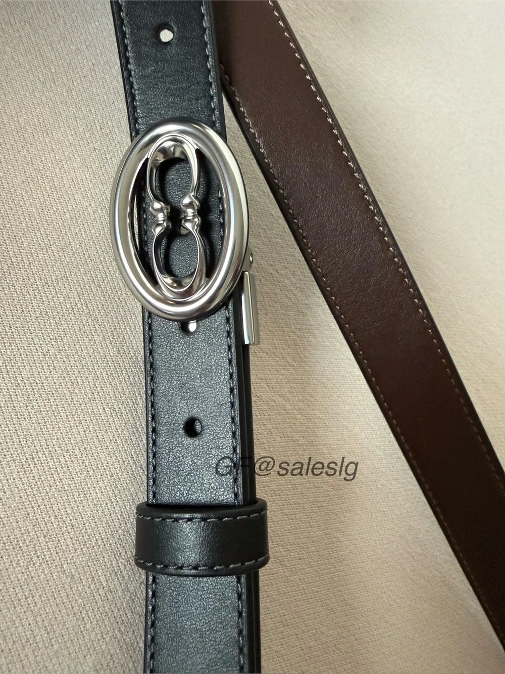 NWT Coach Refined Calf Leather Reversible Belt Silver/Black/Maple 25mm